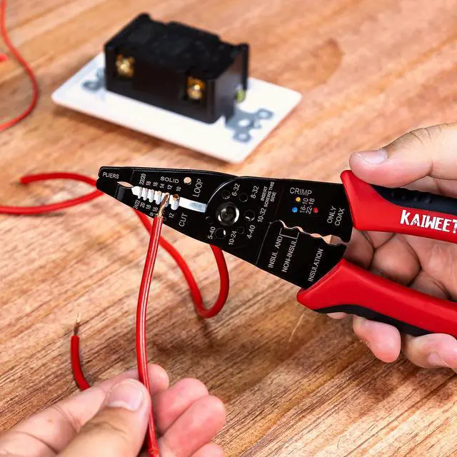 Alt view image 7 of 7 - KEHIPI Wire Stripper 10-22 AWG Wire Splicer Cable Stripper Multipurpose Wire Stripping Tool Electrical Wire Pliers with Screw Cutter