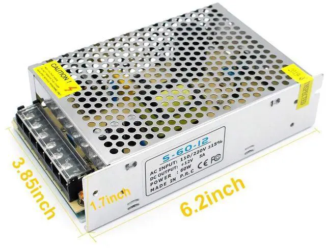 Alt view image 6 of 7 - KEHIPI 12V 60W LED Power Supply, DC Switching Power Supply, 100-240V AC to DC 12 Volt LED Driver, Converter, 5A 60W Transformer for LED Strip Light, Computer Project,