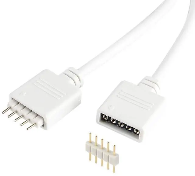 Alt view image 5 of 7 - KEHIPI LED Strip Splitter Connector 5 Pins 1 to 2 Y- Splitter Cables for 12 mm Wide 5050 3528 RGBW LED Light Strip with 6 Male 5-pin Plugs (2-Pack)