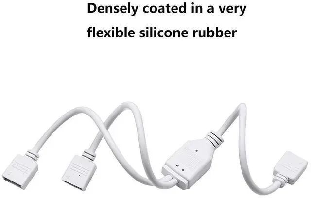 Alt view image 6 of 7 - KEHIPI LED Strip Splitter Connector 5 Pins 1 to 2 Y- Splitter Cables for 12 mm Wide 5050 3528 RGBW LED Light Strip with 6 Male 5-pin Plugs (2-Pack)