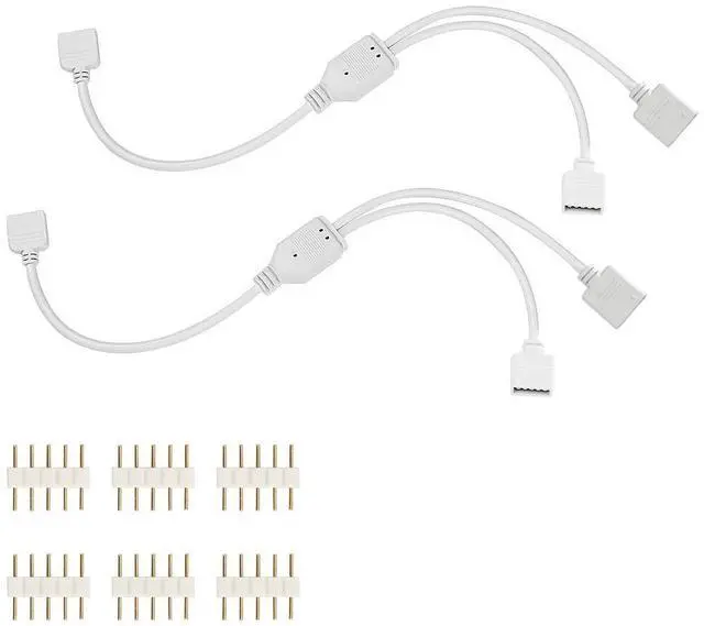 Alt view image 7 of 7 - KEHIPI LED Strip Splitter Connector 5 Pins 1 to 2 Y- Splitter Cables for 12 mm Wide 5050 3528 RGBW LED Light Strip with 6 Male 5-pin Plugs (2-Pack)