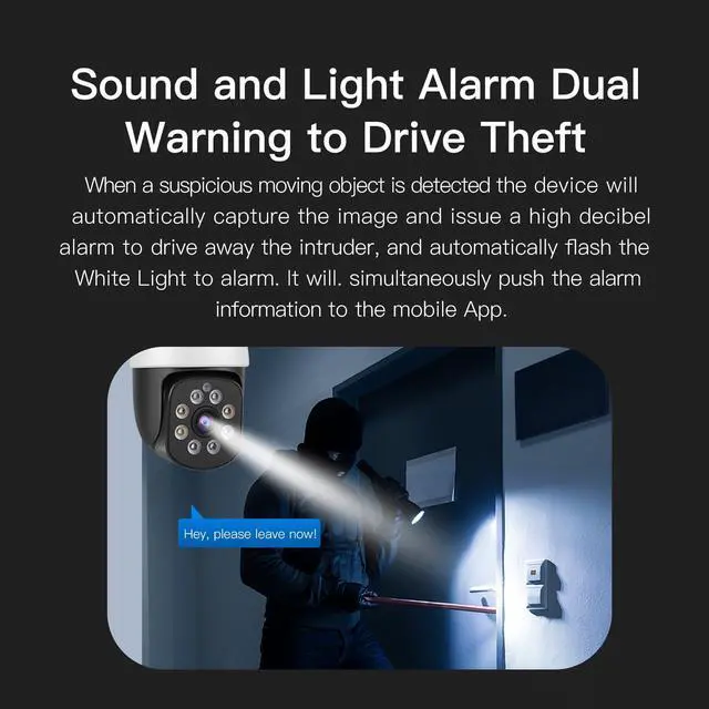 Alt view image 3 of 7 - KEHIPI 2K 3.0MP Outdoor WiFi PTZ Security Camera, 2.4G WiFi, Auto Tracking, 2 Way Audio, Spot Night Vision, Compatible with Alexa, SD Card & Cloud Storage, ONVlF Compliant RTSP IP CCTV Camera(4pcs)