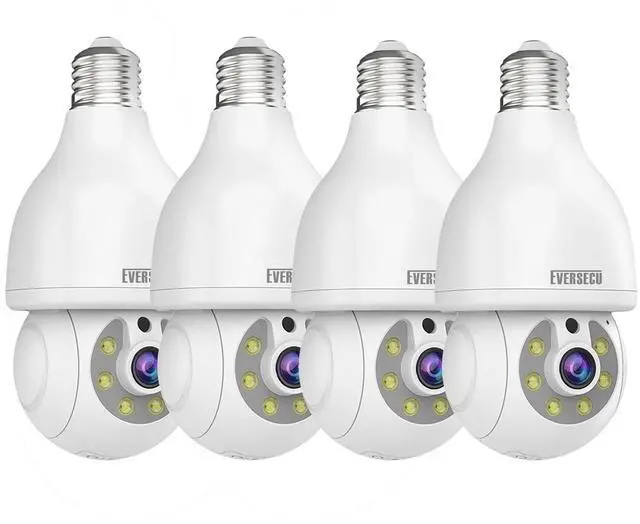 Main image of KEHIPI HD 2K 3.0MP Wireless Lightbulb Security Camera with E27 Light Connector, Motion Auto Tracking PTZ, 2 Way Audio, Spotlight Night Vision, Free APP, WiFi Screw-in CCTV Camera, White(4pack)
