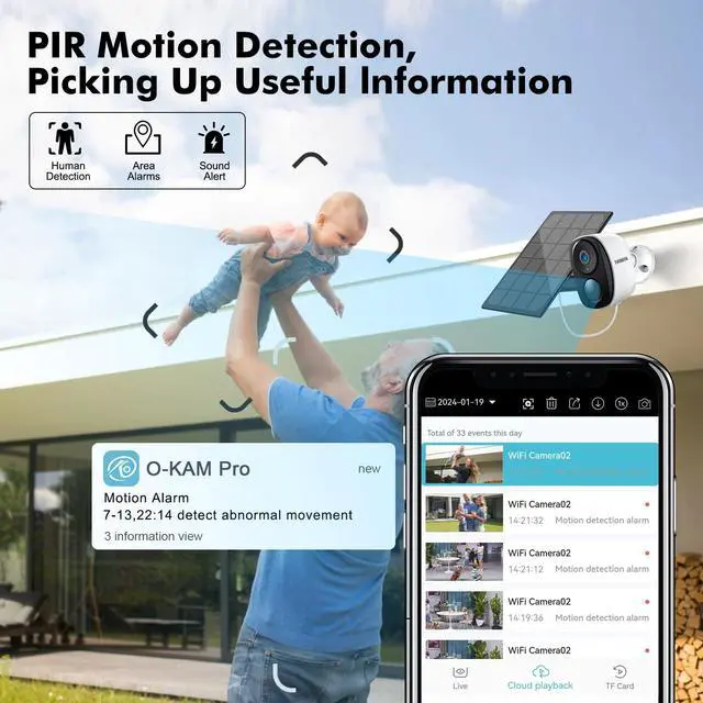 Alt view image 3 of 7 - KEHIPI 2K 3MP Solar-Powered Wireless Security Camera Support Pairing Via Bluetooth, Outdoor WiFi Home CCTV Bullet Camera, Spotlight, PIR Motion Detection, 2-Way Audio, Compatible with Alexa(4pack)