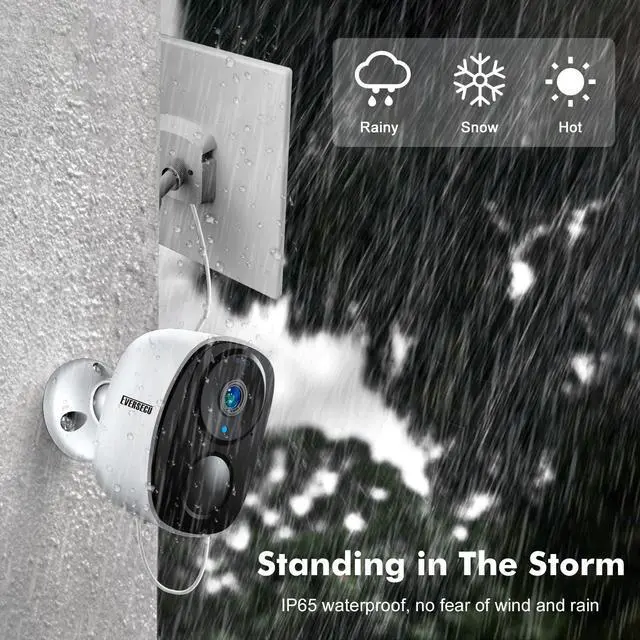 Alt view image 4 of 7 - KEHIPI 2K 3MP Solar-Powered Wireless Security Camera Support Pairing Via Bluetooth, Outdoor WiFi Home CCTV Bullet Camera, Spotlight, PIR Motion Detection, 2-Way Audio, Compatible with Alexa(4pack)