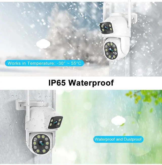 Alt view image 7 of 7 - KEHIPI Dual Lens Linkage 6MP WiFi PTZ Security Camera Outdoor, 360° View, Auto Tracking, Motion Detection, Color Night Vision, 2-Way Audio, Compatible with Alexa(4pack)