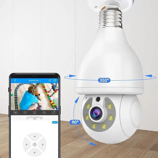 Alt view image 7 of 7 - KEHIPI HD 2K 3.0MP Wireless Lightbulb Security Camera with E27 Light Connector, Motion Auto Tracking PTZ, 2 Way Audio, Spotlight Night Vision, Free APP, WiFi Screw-in CCTV Camera, White(4pack)