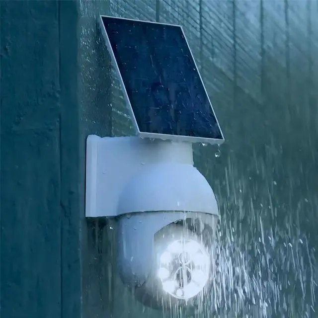 Alt view image 7 of 7 - KEHIPI 360-Degree Ultra-Bright Solar Light, Dummy CCTV Camera, Outdoor Motion Sensor Spotlight,IP66 Waterproof FloodLights, Wireless Decoy Fake PTZ Dome Security Camera for Porch Garden Patio Driveway