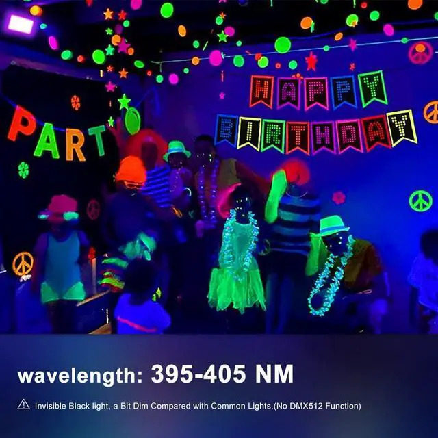 Alt view image 4 of 7 - KEHIPI 2 Pack 30W UV Light, 395nm-405nm IP66 Waterproof Outdoor High Power Black Lights, with UL Plug (3.3ft Cable), Blacklight for Glow Party, Stage, UV Glue Resin Curing Paint, Collection