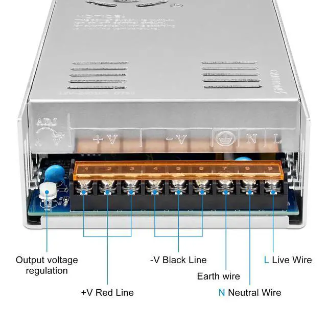 Alt view image 5 of 7 - KEHIPI 24V 25A 600W LED Power Supply, 100-240V AC to DC 24 Volt Universal Regulated Switching LED Driver, Transformer, Adapter for LED Strip Light, CCTV, Computer Project, 3D Printer etc