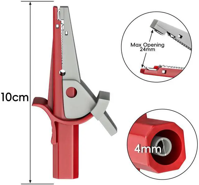 Alt view image 2 of 6 - KEHIPI Heavy Duty Alligator Clips Full Insulated Safe Crocodile Clips with 4mm Banana Female Socket 2PCS 1000V 10A for Electrical Testing