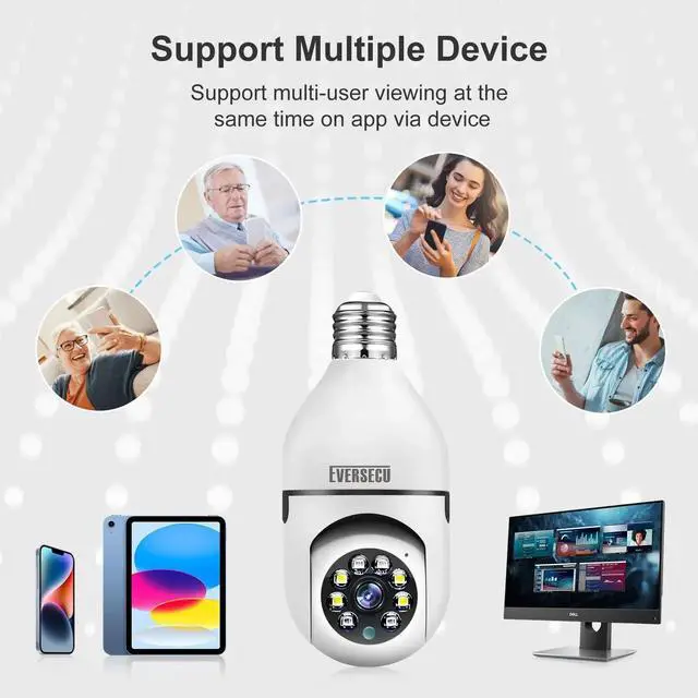 Alt view image 7 of 7 - KEHIPI 4pack 1080P Wireless Light Bulb Security Camera, 2.4g & 5g WiFi, Auto Tracking, 2 Way Audio, Smart Night Vision, Support ONVIF & RTSP, Work with Alexa, SD Card & Cloud Storage, Free App