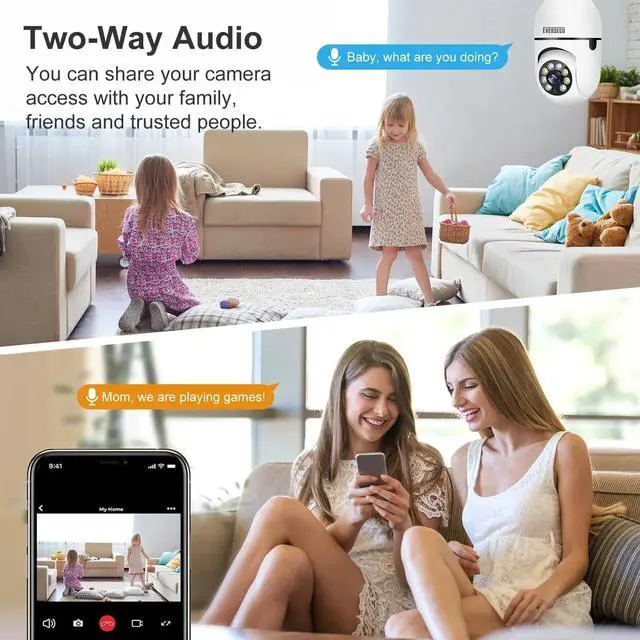 Alt view image 5 of 7 - KEHIPI 4pack 1080P Wireless Light Bulb Security Camera, 2.4g & 5g WiFi, Auto Tracking, 2 Way Audio, Smart Night Vision, Support ONVIF & RTSP, Work with Alexa, SD Card & Cloud Storage, Free App