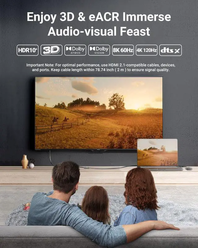 Alt view image 5 of 7 - KEHIPI 8K Short HDMI Extender Cable 0.6 FT Ideal for Tight Spaces, HDMI Extension Male to Female Adapter, Compatible with Roku TV Stick, HDTV, Game Console, Laptop (1 Pack, 2 FT)