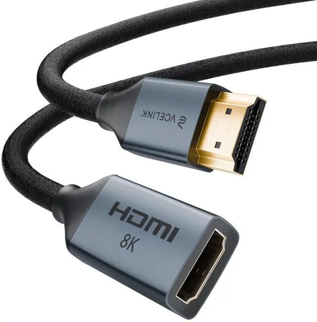 Main image of KEHIPI 8K Short HDMI Extender Cable 0.6 FT Ideal for Tight Spaces, HDMI Extension Male to Female Adapter, Compatible with Roku TV Stick, HDTV, Game Console, Laptop (1 Pack, 2 FT)