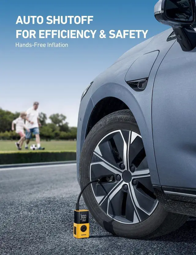 Alt view image 7 of 7 - KEHIPI Tire Inflator L7S Portable Air Compressor Cordless Bike Air Pump with Digital Dual Values Display, 150 PSI Car Tires Pump with LED Lights Air Pump for Auto, Motorcycles, Bikes, Balls