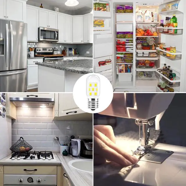 Alt view image 6 of 7 - KEHIPI LED Microwave Light Bulbs Under Hood 40W Equivalent, E17 LED Bulb Dimmable for Stove Top, Refrigerator, Appliance, Range Hood, 4000K Natural White, 120V 3W 380LM, E17 Intermediate Base, Pack