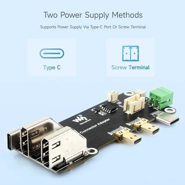 Alt view image 6 of 7 - KEHIPI Micro HDMI to HDMI Multifunctional Adapter, Compatible with Raspberry Pi 5/4B, Dual 4K Outputs, Power Via Type-C Port or Screw Terminal