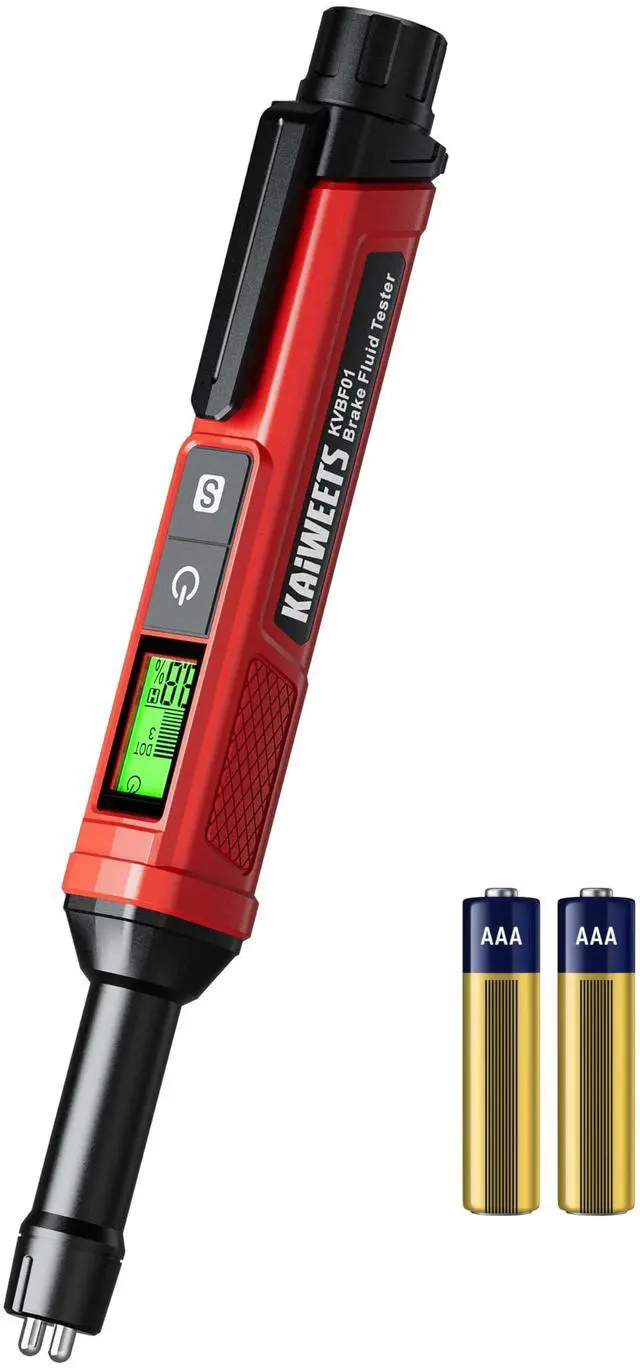 Main image of KEHIPI Brake Fluid Tester Pen with Corrosion Resistance Probe, High-Precision Brake Fluid Moisture Tester with Data Hold Function, Buzzer Alarm, 3 Colors Backlight, Calibrated for DOT3, DOT4, DOT5.1