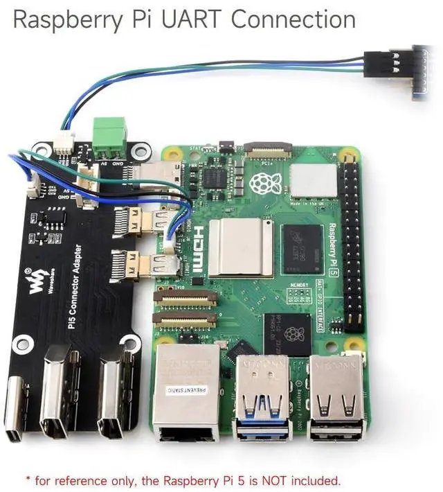 Alt view image 3 of 7 - KEHIPI Micro HDMI to HDMI Multifunctional Adapter, Compatible with Raspberry Pi 5/4B, Dual 4K Outputs, Power Via Type-C Port or Screw Terminal
