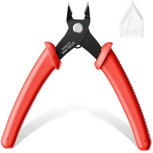 Main image of KEHIPI  Micro Precision Wire Cutter Spring Loaded, 5-Inch Flush Cutter Pliers, Nippers, Small Side Cutter for Electronics, Zip Ties, Craft and Jewelry, Red