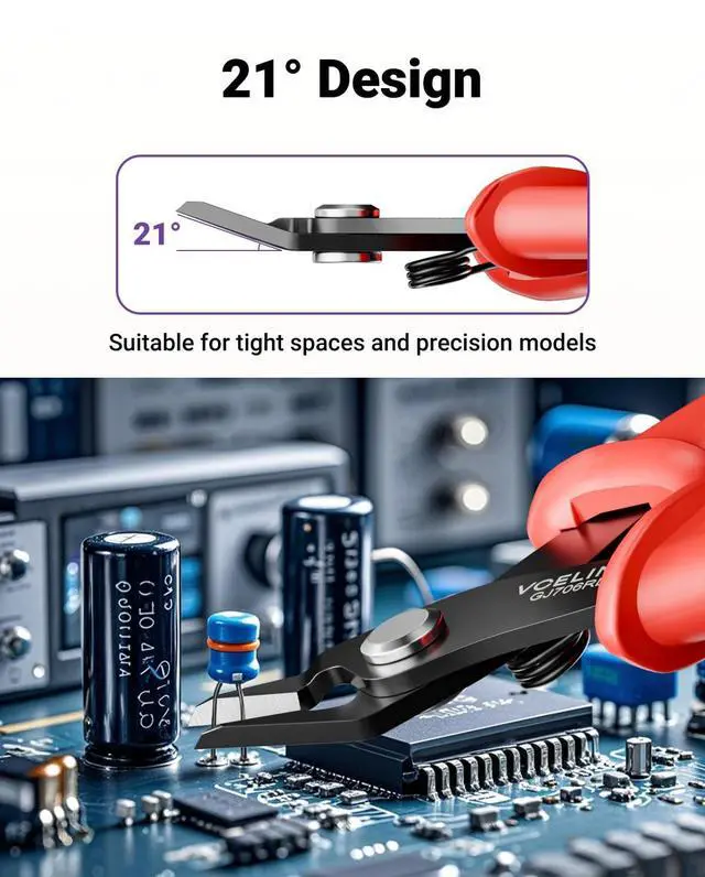 Alt view image 3 of 7 - KEHIPI  Micro Precision Wire Cutter Spring Loaded, 5-Inch Flush Cutter Pliers, Nippers, Small Side Cutter for Electronics, Zip Ties, Craft and Jewelry, Red