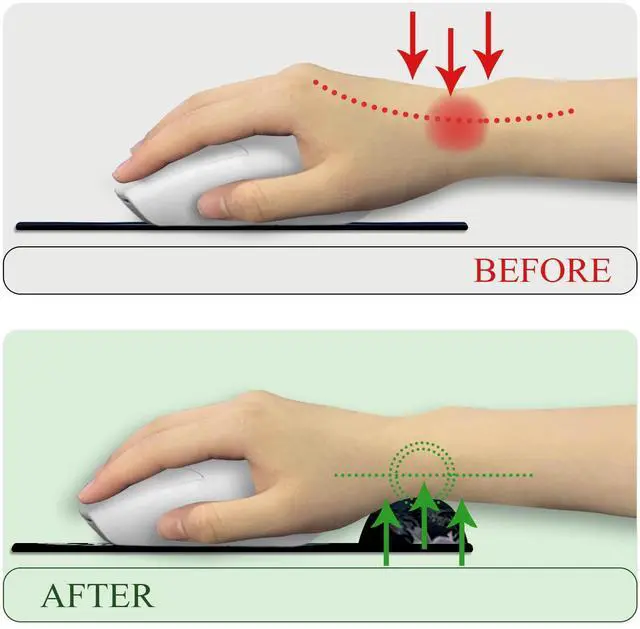 Alt view image 2 of 6 - KEHIPI Ergonomic Mouse Pad with Wrist Rest, Moon Mountain Gaming Mousepad with Non-Slip Pain Relief PU Base, Funny Wrist Support, Cute Office Desk Accessory