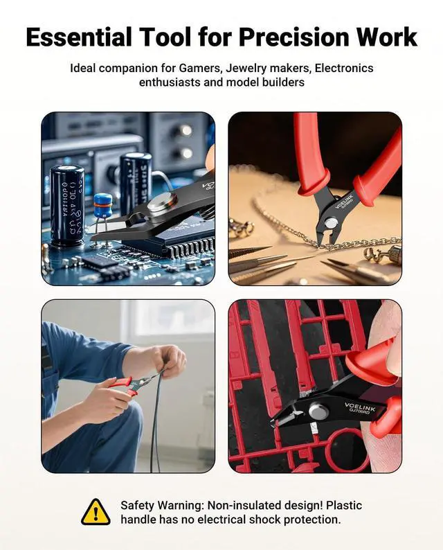 Alt view image 6 of 7 - KEHIPI  Micro Precision Wire Cutter Spring Loaded, 5-Inch Flush Cutter Pliers, Nippers, Small Side Cutter for Electronics, Zip Ties, Craft and Jewelry, Red