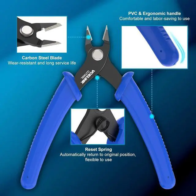 Alt view image 2 of 7 - KEHIPI Small Wire Cutter Spring-loaded GJ706BL, Precision Flush Cutter Pliers Diagonal Cutters for Electronics, Jewelry Making, Model Craft and 3D Printer, 5-Inch