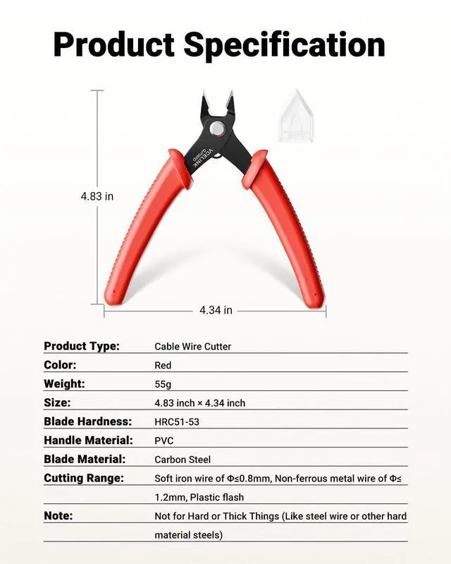 Alt view image 7 of 7 - KEHIPI  Micro Precision Wire Cutter Spring Loaded, 5-Inch Flush Cutter Pliers, Nippers, Small Side Cutter for Electronics, Zip Ties, Craft and Jewelry, Red