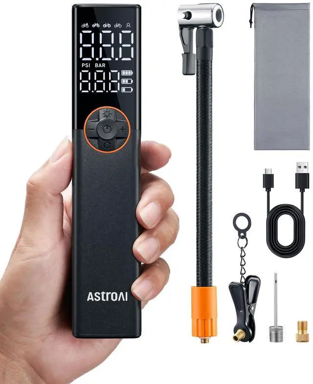 Main image of KEHIPI  L8 Portable Bike Pump, Bicycle Tire Inflator with Pressure Gauge, 150 PSI High Voltage Motor for Electric Mini Air Pump with Presta, Schrader, and Dunlop Valve for Road, Mountain, and E-Bike