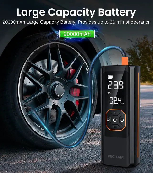 Alt view image 3 of 7 - KEHIPI Tire Inflator Portable Air Compressor,USB 5V 20000mAh Battery 160PSI Cordless Tire Pump Electric Air Pump for Car Tires,Fits Car/Truck/Motorcycle/Balls/Bicycles