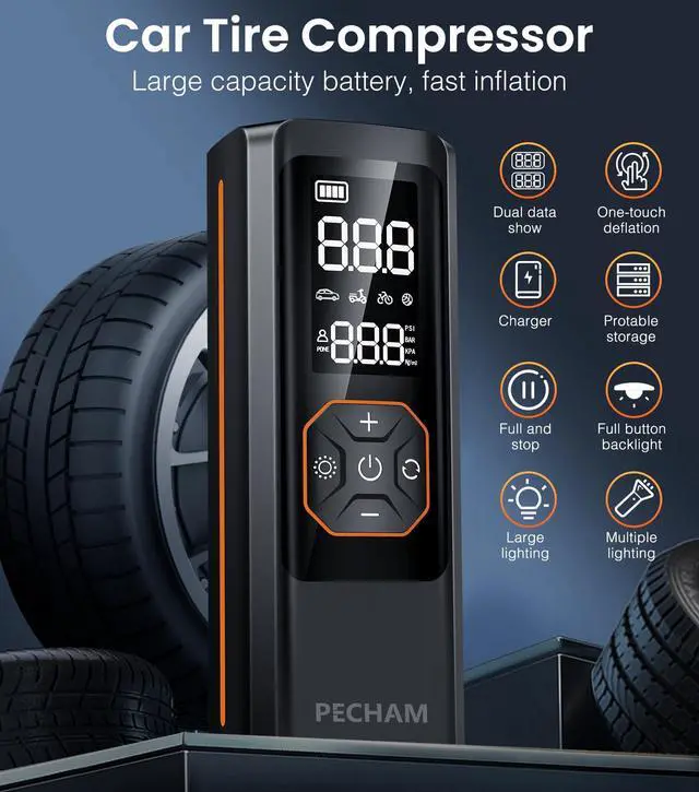 Alt view image 6 of 7 - KEHIPI Tire Inflator Portable Air Compressor,USB 5V 20000mAh Battery 160PSI Cordless Tire Pump Electric Air Pump for Car Tires,Fits Car/Truck/Motorcycle/Balls/Bicycles