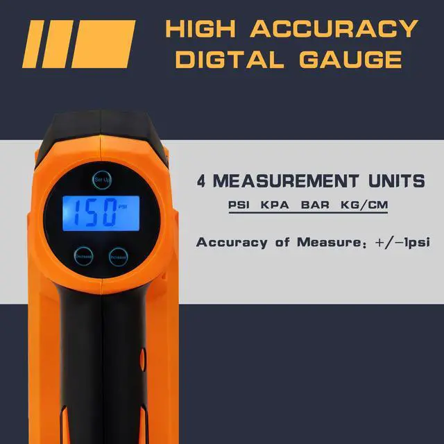 Alt view image 3 of 6 - KEHIPI Tire Inflator for DEWALT Battery Portable Air Compressor for Car, Bicycle, Ball, 20V Auto Tire Pump with Digital Pressure Gauge (Tool Only, NO Battery)