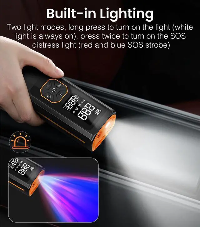 Alt view image 7 of 7 - KEHIPI Tire Inflator Portable Air Compressor,USB 5V 20000mAh Battery 160PSI Cordless Tire Pump Electric Air Pump for Car Tires,Fits Car/Truck/Motorcycle/Balls/Bicycles