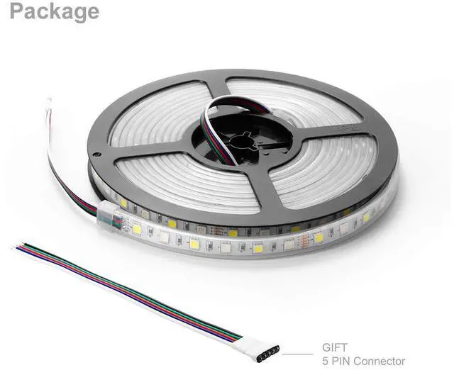Alt view image 7 of 7 - KEHIPI 5050 RGBW RGB+Cool White(6000K-7000K) 150RGB+150White LED Tape Light 5m 16.4ft 60LED/m Multi-Colored IP67 12mm Width FPCB DC12V for Bedroom Home Decoration(No Adapter or Controller)