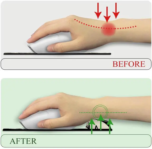 Alt view image 2 of 6 - KEHIPI Goth Bat Ergonomic Mouse Pad with Wrist Rest, Gaming Mouse Pad with Wrist Support, Funny Computer Mousepad with Non-Slip Pain Relief PU Base, Gothic Office Desk Accessories Decor Supplies