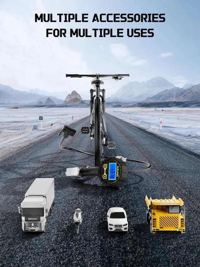 Alt view image 7 of 7 - KEHIPI Presta Valve Adaptor with Pressure Gauge and Storage Box,200psi Dual-Port Schrader & Presta Valve Pump,Can Check,Inflate, Deflate Bike Tire Inflator for Air Compressor for Bicycles,Motorcycles,