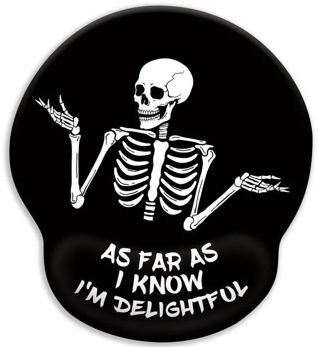 Main image of KEHIPI Skeleton Mouse Pad, Ergonomic Mouse Pad with Wrist Rest, Gaming Mouse Pad Wrist Support with Non-Slip Pain Relief PU Base, Funny Skull Mouse Pads for Desk, Goth Office Desk Accessories Decor