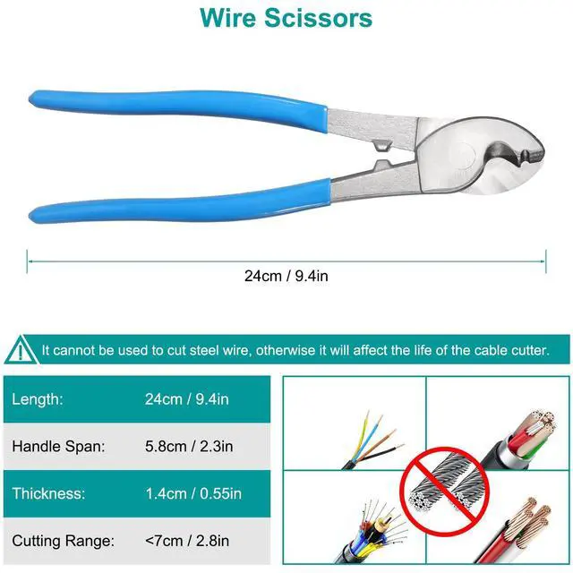 Alt view image 3 of 7 - KEHIPI 10 Tons Hydraulic Crimping Tool, Hydraulic Crimper for 12 AWG to 2/0 AWG Battery Cable,1/16" 1/8" 3/16" Stainless Steel Cable, Battery Cable Crimper Tool with Cable Cutter & 9 Dies