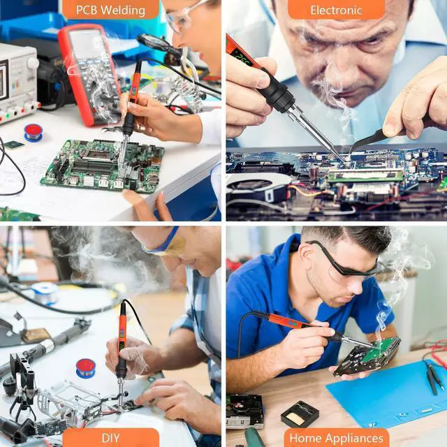 Alt view image 6 of 7 - KEHIPI Soldering Iron Kit, 120W LED Digital Advanced Solder Iron Soldering Gun kit, 110V Welding Tools, Smart Temperature Control [356-932], Extra 5pcs Tips, Auto Sleep, Temp Calibration, Orange