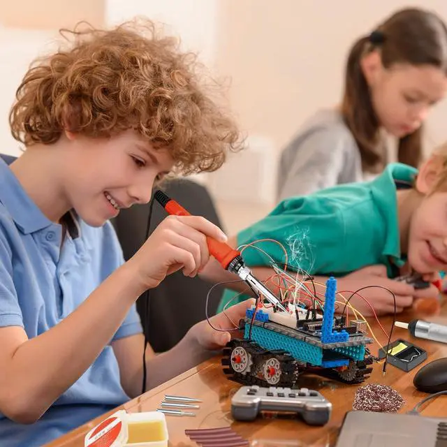 Alt view image 7 of 7 - KEHIPI Soldering Iron Kit, 120W LED Digital Advanced Solder Iron Soldering Gun kit, 110V Welding Tools, Smart Temperature Control [356-932], Extra 5pcs Tips, Auto Sleep, Temp Calibration, Orange