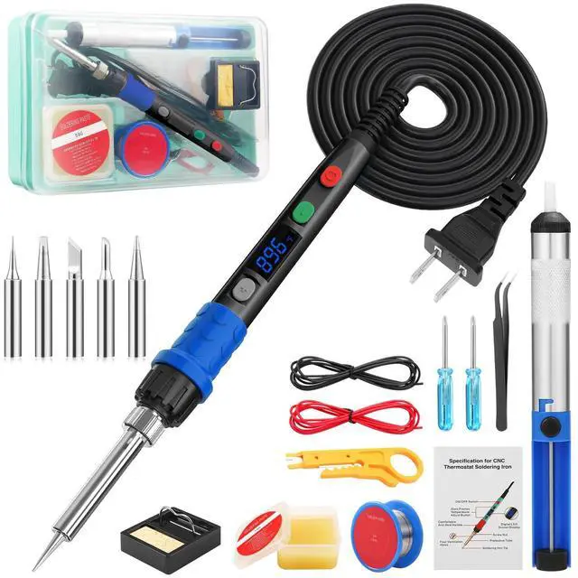 Main image of KEHIPI Soldering Iron Kit, 90W LED Digital Soldering Gun kit with Ceramic Heater, 110V Adjustable Temperature Solder Welding Iron Kits, Auto-sleep, Thermostatic Design, Black