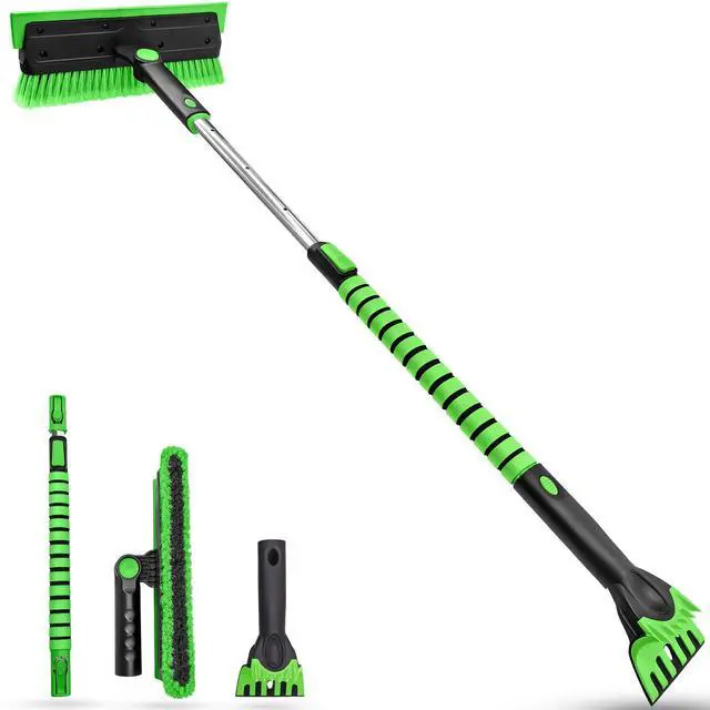 Main image of KEHIPI 51 Inch Heavy Duty Snow Brush for Trucks, Stable Design Long Handle Extendable Snow Broom for SUV, Windshield Ice Scraper with Foam Grip for Car Automobile Vehicle Window - Green
