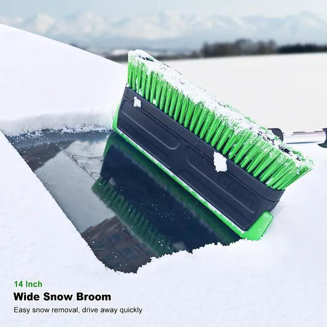 Alt view image 3 of 7 - KEHIPI 51 Inch Heavy Duty Snow Brush for Trucks, Stable Design Long Handle Extendable Snow Broom for SUV, Windshield Ice Scraper with Foam Grip for Car Automobile Vehicle Window - Green