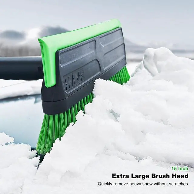 Alt view image 4 of 7 - KEHIPI 51 Inch Heavy Duty Snow Brush for Trucks, Stable Design Long Handle Extendable Snow Broom for SUV, Windshield Ice Scraper with Foam Grip for Car Automobile Vehicle Window - Green