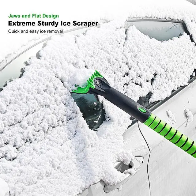 Alt view image 5 of 7 - KEHIPI 51 Inch Heavy Duty Snow Brush for Trucks, Stable Design Long Handle Extendable Snow Broom for SUV, Windshield Ice Scraper with Foam Grip for Car Automobile Vehicle Window - Green