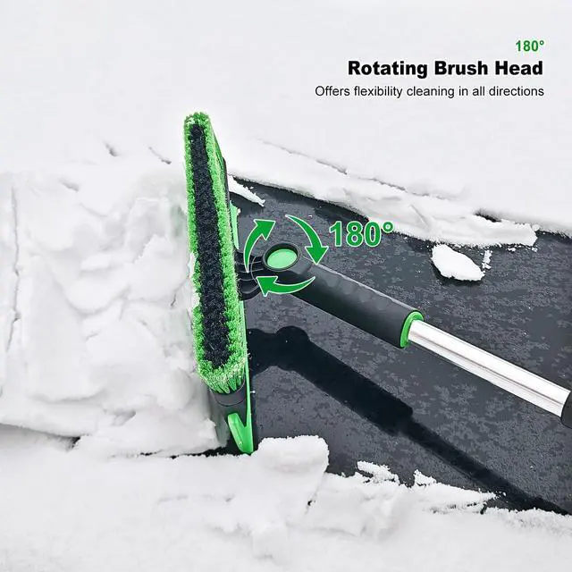 Alt view image 6 of 7 - KEHIPI 51 Inch Heavy Duty Snow Brush for Trucks, Stable Design Long Handle Extendable Snow Broom for SUV, Windshield Ice Scraper with Foam Grip for Car Automobile Vehicle Window - Green