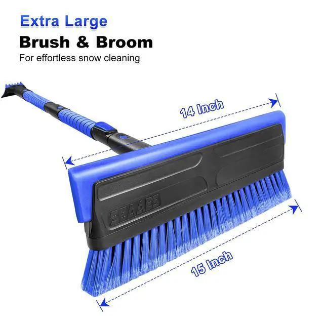 Alt view image 2 of 7 - KEHIPI  56 Inch Truck Snow Brush Scraper Long Handle, Heavy Duty Extendable Snow Broom for SUV, Windshield Ice Scraper with Foam Grip for Car Automobile Vehicle Window - Blue