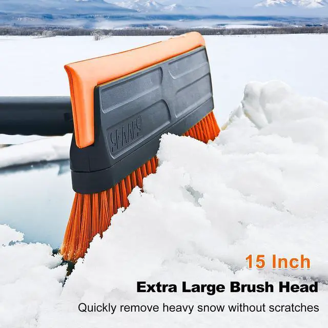 Alt view image 5 of 7 - KEHIPI 56 Inch Truck Snow Brush Scraper Long Handle, Heavy Duty Extendable Snow Broom for SUV, Windshield Ice Scraper with Foam Grip for Car Automobile Vehicle Window - Orange